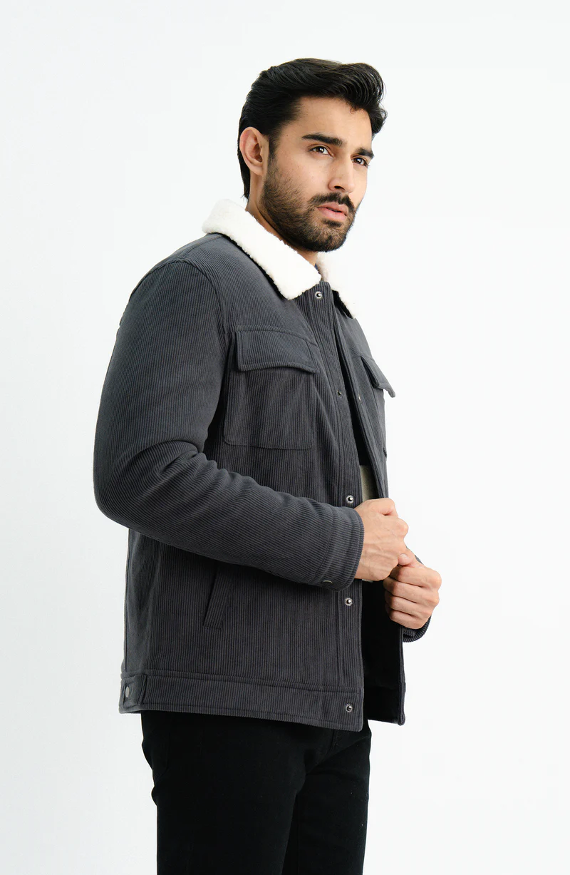 SHERPA-COLLARED SUEDE-EFFECT JACKET - Image 3