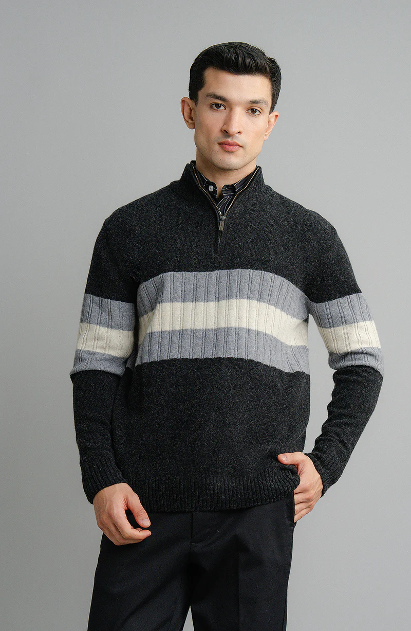 Full Sleeves Lambs Wool Half Zipper