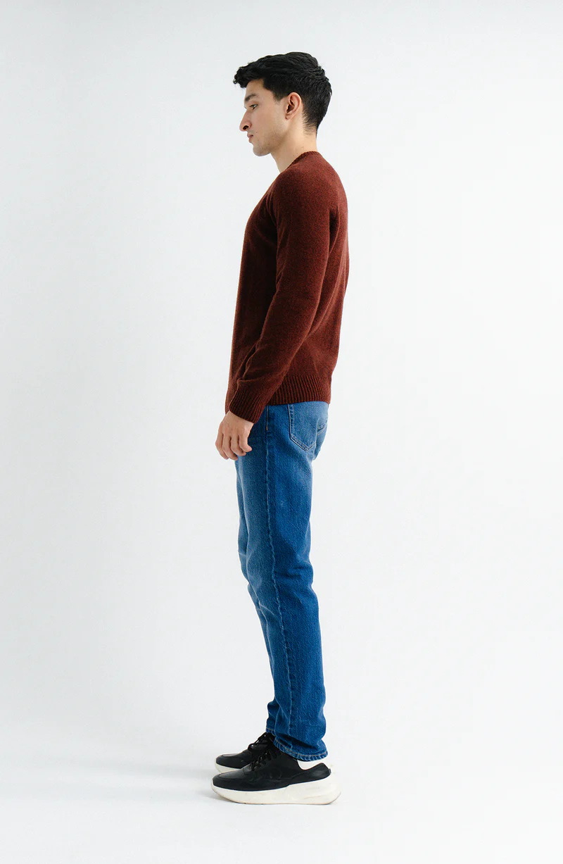 Rust Plain Raglan Crew Sweater - Image 2
