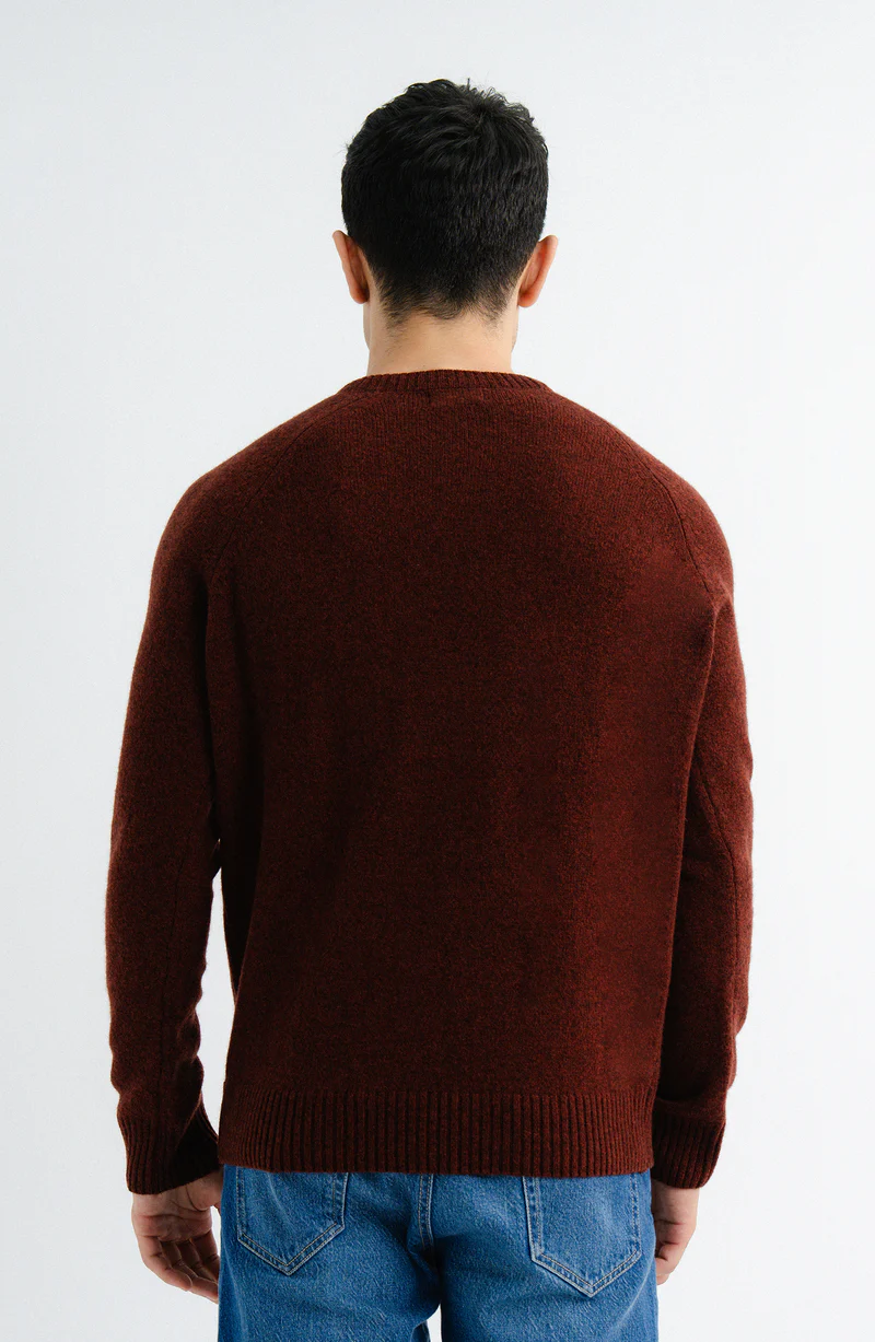 Rust Plain Raglan Crew Sweater - Image 3