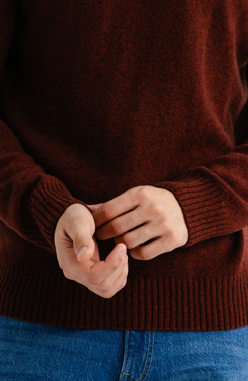 Rust Plain Raglan Crew Sweater - Image 4