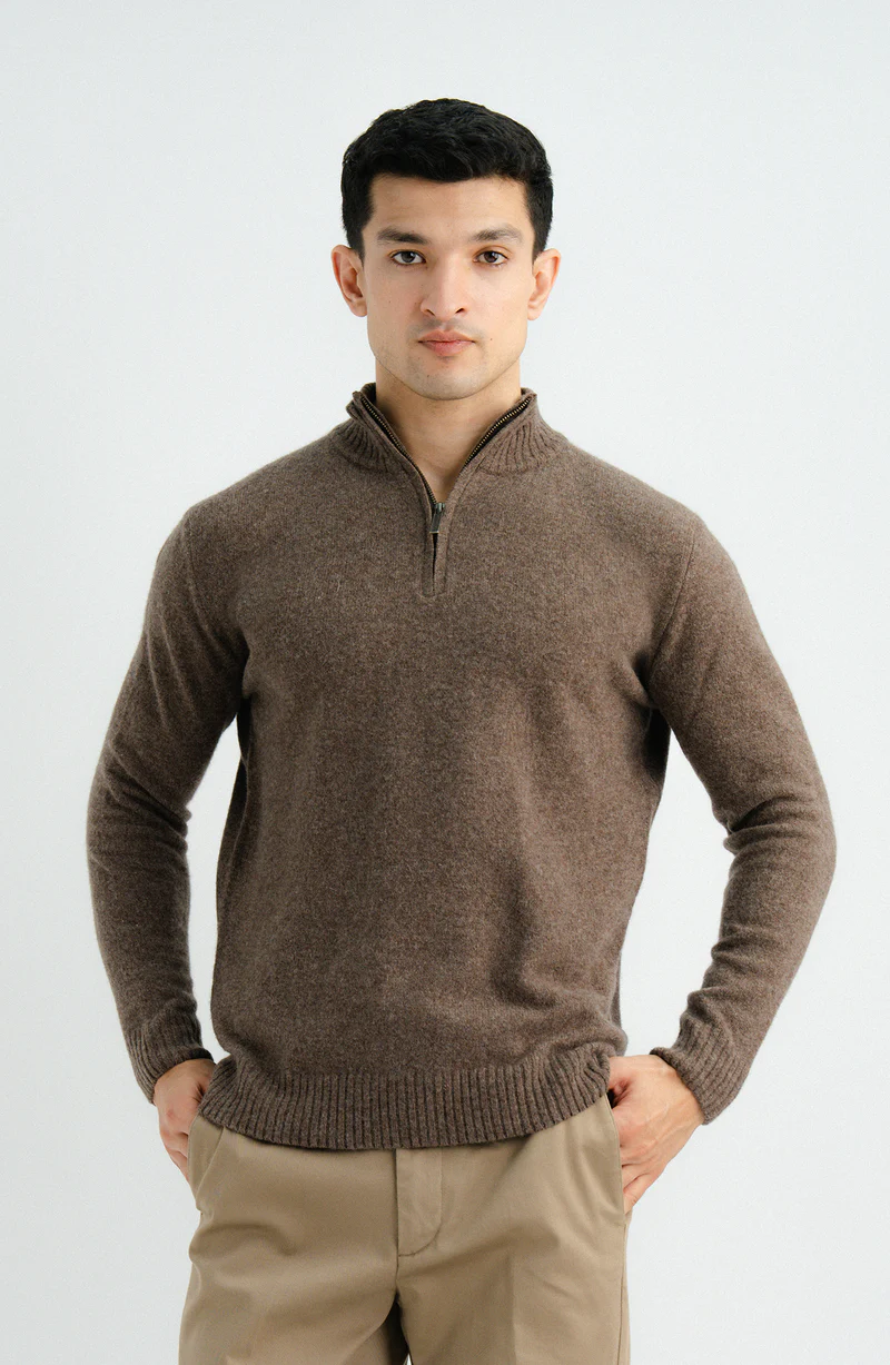 Light Brown Half Zipper Sweater