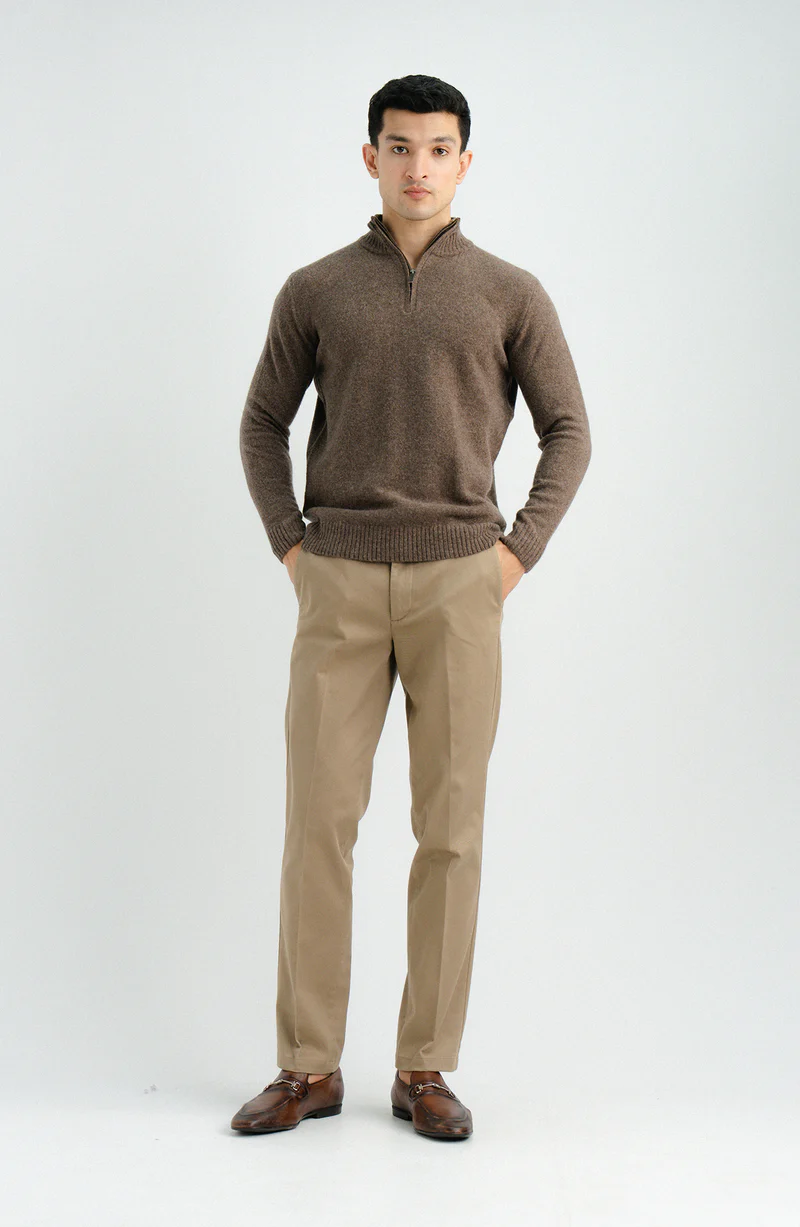 Light Brown Half Zipper Sweater - Image 2